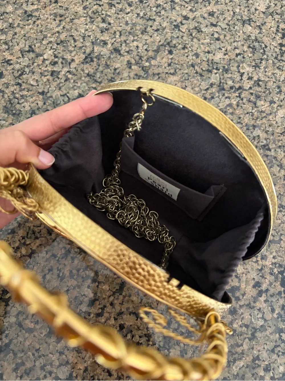 Handcrafted Iridescent Shell Circle Top-Handle Bag in White and Gold